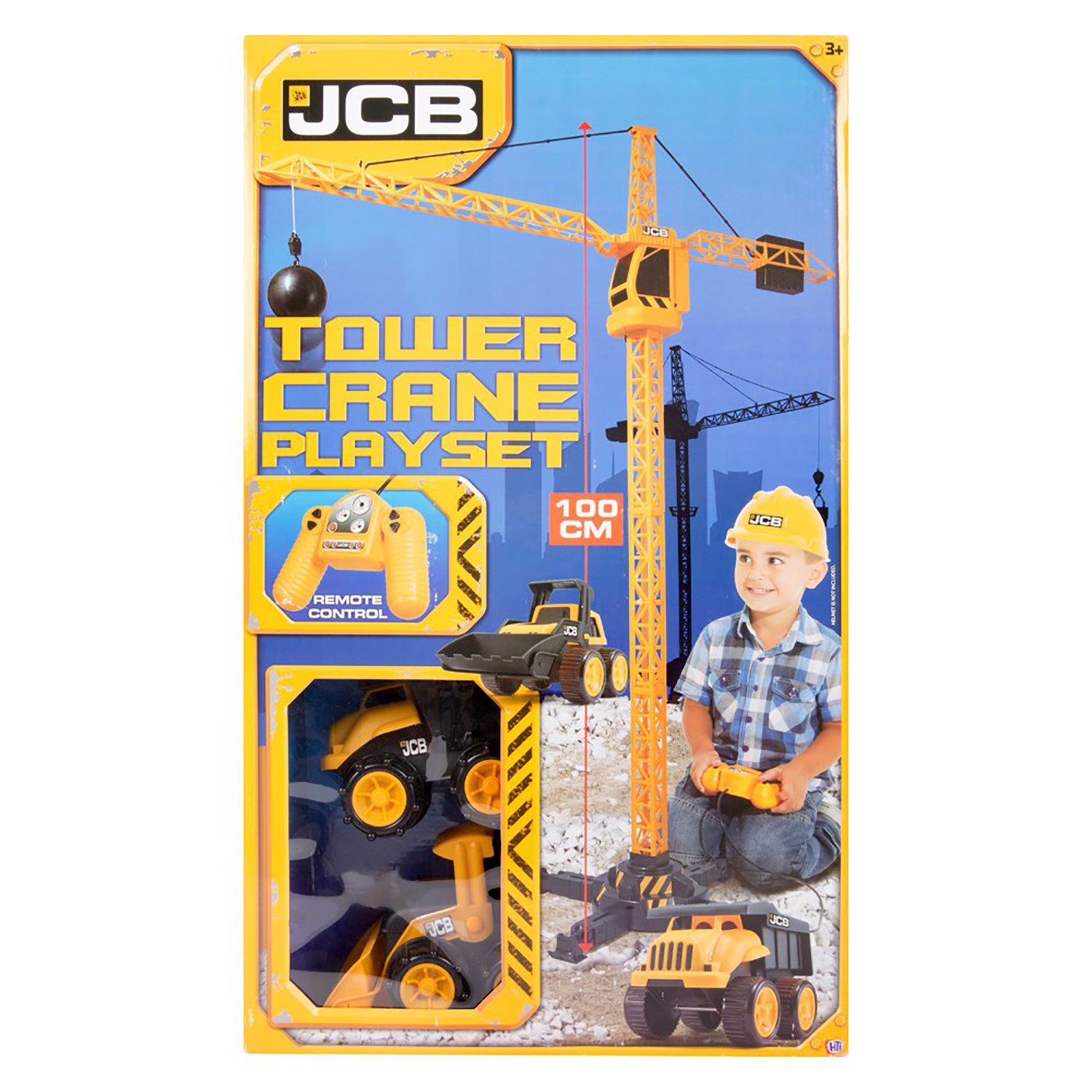 Игрушка Строительный кран JCB 100 см на Д/У + 2 машинки 18 см с  аксессуарами 1416420-Интернет-магазин kubikon.ru г.Екатеринбург