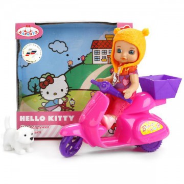 Игрушка кукла "карапуз" hello kitty 12см, без звука, с мопедом, щенком и аксесс YL1701M-RU-HK (40) - Интернет-магазин игрушек и конструкторов Лего kubikon.ru, г. Екатеринбург