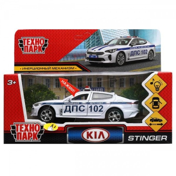 Игрушка Машина металл KIA STINGER ПОЛИЦИЯ, 12 см, двери, багаж., инерц, сереб., Технопарк STINGER-12 - Интернет-магазин игрушек и конструкторов Лего kubikon.ru, г. Екатеринбург