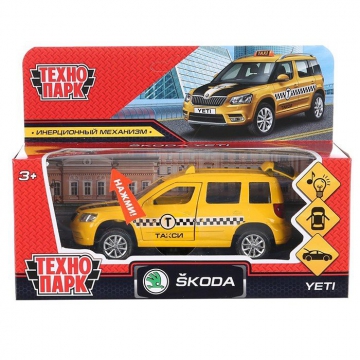 Игрушка Машина металл свет-звук SKODA YETI ТАКСИ 12 cm, двери, багаж, инерц, Технопарк  YETI-12SLTAX - Интернет-магазин игрушек и конструкторов Лего kubikon.ru, г. Екатеринбург